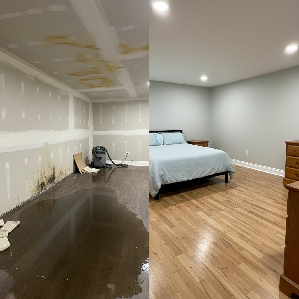 Ho-Ho-Kus Water Damage Restoration bedroom restoration before and after in Ho-Ho-Kus